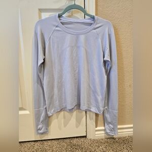 Lululemon swiftly tech long sleeve blue linen size 10